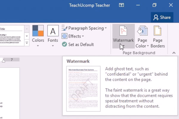 remove watermark from word on windows