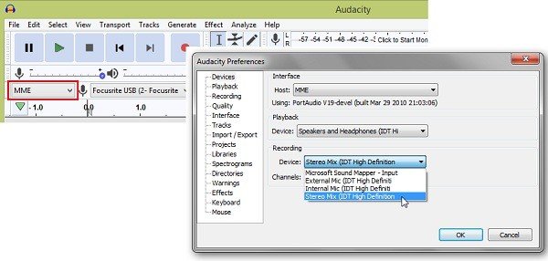 audacity windows preferences