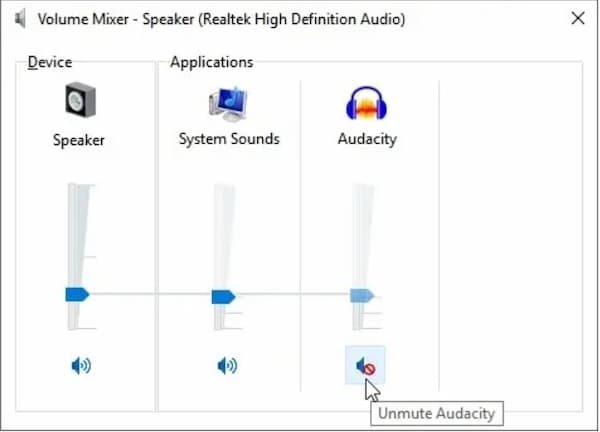 unmute audacity