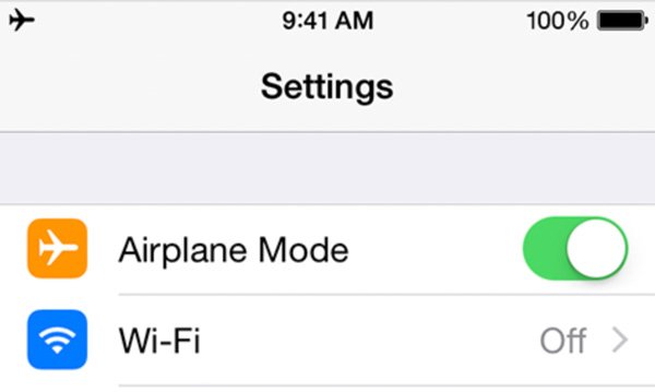 turn on and off airplane mode