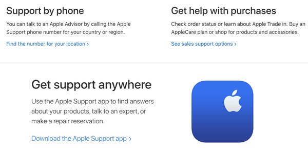 support apple contact