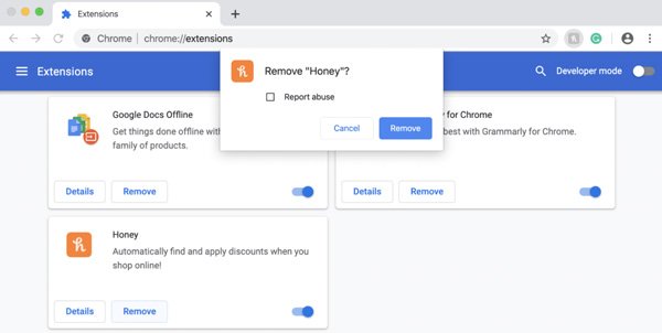 remove chrome extensions