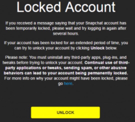 unlock temporarily locked snapchat account