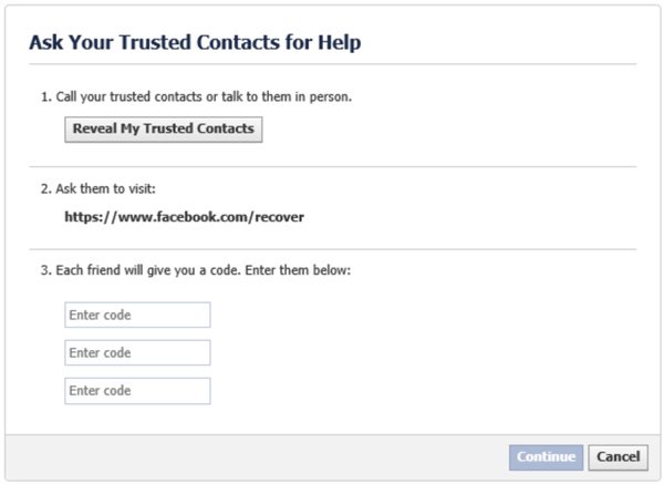 ask your trusted contacts for help