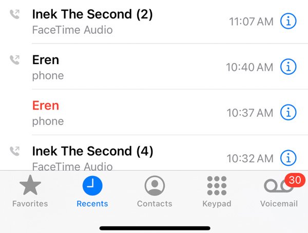 check recent call history on iphone