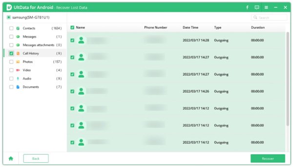 recover call history ultdata for android