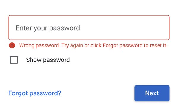 google forgot password